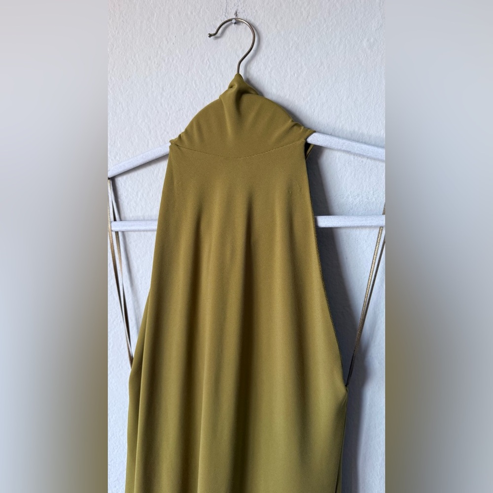 Zara Halter Maxi Green Dress Long Open Back Size S - Picture 9 of 12